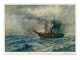 Engagement Between the Federal Steam-Sloop Kearsarge and the Confederate War-Steamer Alabama Giclee Print by Robert Hopkin