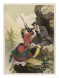 Two Climbers Pause for Amorous Refreshment on a Mountainside Giclee Print by D. Eusebio Planas