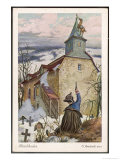 He Tethers His Horse to the Steeple of a Church Buried in the Snow Giclee Print by O. Herrfurth