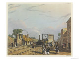 Liverpool, Manchester Railway a Locomotive Takes in Water at Parkside Station Giclee Print by H. Pyall