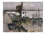 Mines Being Loaded onto a British Mine-Laying Ship Giclee Print by Donald Maxwell
