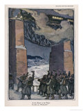 German Troops Marching at Night Wave to a Passing Train Giclee-vedos tekijänä Walther Puttner German Troops Marching at Night Wave to a Passing Train Giclee-vedos tekijänä Walther Puttner