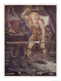 Instructed by Mime Siegfried Forges the Magic Sword Notung reproduction procédé giclée par Norman Price