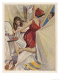 Peeping Tom Gets an Eyeful Through the Opening of a Bathing Tent Reproduction procédé giclée par J. Nemien