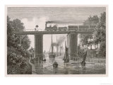 Bridge Enables Railway Trains to Pass Over the Sodertelge Canal Sweden Giclee Print by S. Hallbeck