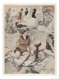 An Enjoyable Flirtation on a Popular German Beach Giclee Print by J. Nemian