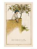 Humpty Dumpty Depicted Sitting on a Wall Previous to the Great Fall reproduction procédé giclée par Kate Greenaway