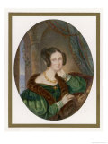 Young Brunette Wears a Dark Green Dress with Gigot Sleeves with Mancherons and Transparent Cuffs Reproduction procédé giclée par Karl Joseph