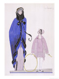 Blue Cloak with High Stand Fur Collar and Border Lámina giclée por Georges Lepape