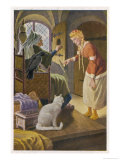 Beauty Comes Upon the Old Woman Spinning in an Upstairs Chamber of the Palace reproduction procédé giclée par O. Kubel