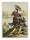 Pair of Holidaymakers Admire the View Each in Their Own Way Giclee Print by D. Eusebio Planas
