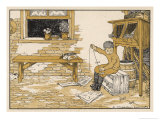 Boy Makes the Tail of a Kite Giclee Print by B. Midderigh-bokhorst