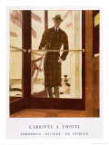Stylish Double-Breasted Brown Checked Coat by Lus and Befue, Perfect for the Riviera! Giclee Print by R. Rejelan
