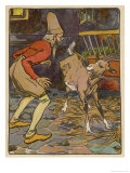 Man and a Goat Confront Each Other Giclee Print by Willy Planck