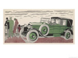 The Chauffeur of a Peugeot Waits While His Passengers Admire the View Giclee Print by Jean Grangier
