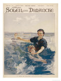 French Lady is Given a Swimming Lesson Giclee Print by De Parys