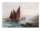 Fishing Boats Leaving the Harbour at Looe Cornwall Giclee Print by Maurice Randall