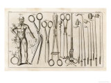 Selection of Medical Appliances Including Forceps and a Hook to Extract Bullets Giclee Print by Heister 