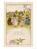 Six Children Dance in a Circle to Play Ring O' Roses reproduction procédé giclée par Kate Greenaway