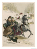 Two Spanish Ladies Go for a Sleigh Ride Accompanied by Their Dog Giclee Print by D. Eusebio Planas