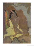 Khitindra Nath Mazumdar - Krishna, The 8th Avatar of Vishnu with Radha, One of the Gopis Digitálně vytištěná reprodukce