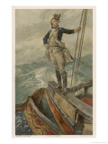 Captain of the Royal Navy Stands on the Taffrail on the Poop Deck of His Vessel Giclee Print by W.h. Overend
