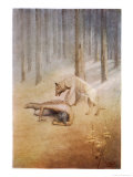 Young Indian Encounters His Totem Spirit "Utonagan" in the Form of a She-Wolf reproduction procédé giclée par James Jack