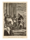 Hannibal as a Child Swearing Life-Long Hostility to Rome at His Father Hasdrubal's Bidding Giclee Print by G. Santino