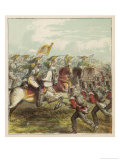 The British Line Holds Against French Cavalry at the Battle of Waterloo Giclee Print by Joseph Kronheim
