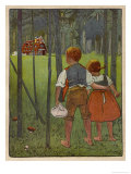 Hansel and Gretel See a Pretty Cottage in the Distance and Think They Might Shelter There reproduction procédé giclée par Willy Planck