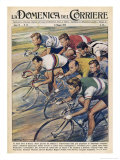 Riders in the "Giro d"Italia" the Most Important Italian Cycle Race Giclée-Druck von Walter Molini