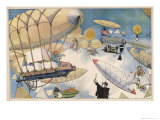 When Air Travel Becomes Popular the Sky Routes Will Become as Crowded as Those on the Surface Reproduction procédé giclée par Albert Guillaume