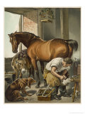 Blacksmith Puts a New Shoe on a Bay Mare reproduction procédé giclée par Edwin Henry Landseer