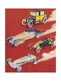 Four Very Different and Unequally Advantaged Cars Racing reproduction procédé giclée par Geo Ham