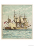 The British Frigate Shannon in Combat with and Eventual Victor Over the American Chesapeake Giclee Print by Joseph Kronheim