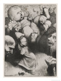 Gargantua as a Baby: He Has to be Carried by Several Villagers Because of His Enormous Size Giclee Print by Heath Robinson