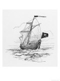 Typical Pirate Ship Flying the Jolly Roger Flag Giclee Print Typical Pirate Ship Flying the Jolly Roger Flag Giclee Print