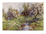 Picturesque Stream in the English Countryside with Geese Giclee Print by G.f. Nicholls