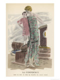 Designs by Perugia: White Strapless Dress with Red and Gold Shoes Giclee Print by Jean Grangier