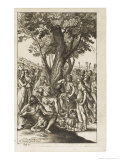 Thyrsis and Corydon Gather Their Flock as They Start a Song Contest Under a Tree reproduction procédé giclée par Michael van der Gucht