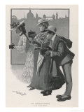 Three Tourists from the United States Take Pictures of London Landmarks Giclée-Druck von Frank Reynolds