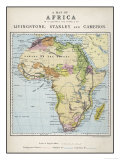 Map of Africa Which Illustrates the Travels of Livingstone Stanley and Cameron Giclée-Druck