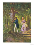 Franz Schubert Austrian Musician Carving His Beloved's Name on a Tree Giclee Print