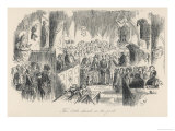 The Little Church in the Park Sunday Service with Lord and Lady Dedlock in the Great Pew Giclee Print by Phiz 