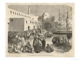 Pious Moslem Pilgrims in the Harbour at Algiers Make Their Way to the Vessels Giclee Print by Ange-Louis Janet