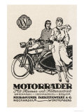 German Couple with Their Motorader Motor-Cycle and Sidecar Giclee Print