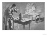 English Inventor Grindell Matthews Demonstrates His "Death- Ray" Device on a Small Target Giclee Print