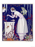 An Elegant Woman and Her Aquarium Giclee Print