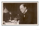 Winston Churchill British Statesman and Author Reading Correspondence at His Desk in 1933 reproduction procédé giclée
