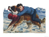 Saint Bernard Rescues a Boy from an Icy Death Pósters Saint Bernard Rescues a Boy from an Icy Death Pósters